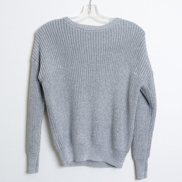 American Apparel Metallic Cable Knit Sweater Silver XS - Picture 4 of 11